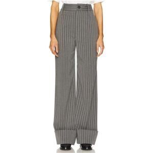 Helsa Pinstripe Cuffed Trousers Pants •XXS• Grey $298 Reformation Frankie Shop